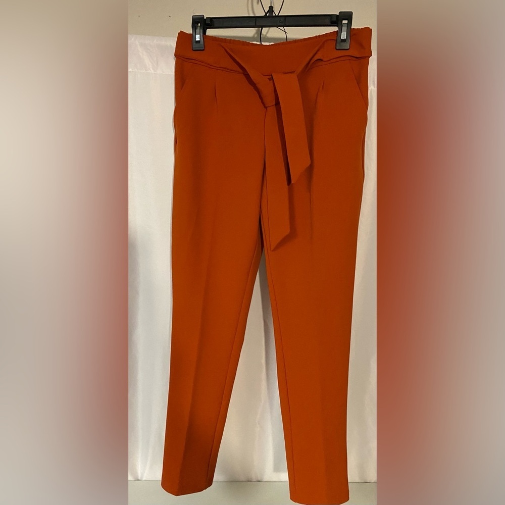 Women's Orange Tie-Waist Pants